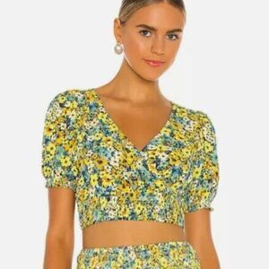 L Space Shine On Bright Floral Crop Wrap Top Small
